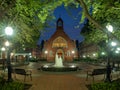 Washington DC, District of Columbia [United States US, Georgetown University at night, chapel and Healy Hall houses classrooms an Royalty Free Stock Photo