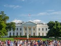 Washington DC, District of Columbia [United States US White House, lawn and garden behind the fence, tourist visitors in street Royalty Free Stock Photo