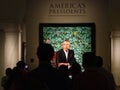 Washington, DC - June 01, 2018: People near the portrait of the