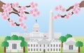 Washington DC Landmarks with Cherry Blossom Royalty Free Stock Photo