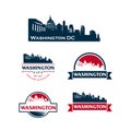Washington DC Logo skyline and landmarks silhouette vector