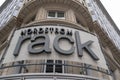 Sign for a Nordstrom Rack store, located in downtown DC. This store sells discounted clothing, shoes Royalty Free Stock Photo