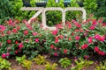 Washington DC - May 11, 2019: Sign for the Smithsonian National Zoo, with beautiful flowers