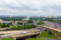 Washington DC . The Washington Monument a with congested highways in the foreground.