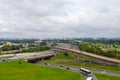 Washington DC . The Washington Monument straight ahead and highway 395 in the foreground. Royalty Free Stock Photo