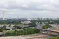 Washington DC . The Washington Monument to the left and highway 395 in the foreground. Royalty Free Stock Photo