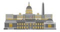 Washington DC Monuments and Landmarks Vector Illustration