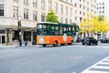 Washington DC sightseeing bus in the historic center of Washington Royalty Free Stock Photo