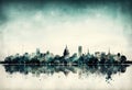 Washington DC with skyline illustration in gunge style Royalty Free Stock Photo