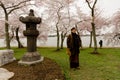 Washington DC - Tibetan Monk with Cherry Blossoms