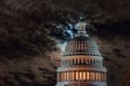 Washington DC United States Capitol Building dome detail and full moon at night Royalty Free Stock Photo