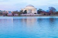 Washington, DC, USA - April 1, 2019: Jefferson memorial cherry blossom festival looking across Tidal Basin Royalty Free Stock Photo