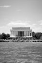 Washington DC, USA - April 2018: Lincoln Memorial close up in black and white. Royalty Free Stock Photo