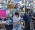 Crowd gathered at Black Lives Matter Plaza near White house celebrate Joe Biden`s victory in US elections. Royalty Free Stock Photo