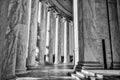 Washington DC, USA. Columns of Thomas Jefferson Memorial, close-up in black and white. Royalty Free Stock Photo