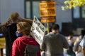 Anti-Trump Protesters make demonstrations in Black Lives Matter Plaza near White House. Royalty Free Stock Photo