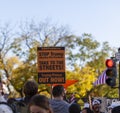 Anti-Trump Protesters make demonstrations in Black Lives Matter Plaza near White House. Royalty Free Stock Photo