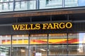 Washington, DC, USA- January 12, 2020: Sign of Wells Fargo at one of the branch in Washington, DC, USA.