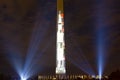 Saturn V rocket image on the east side of the Washington Monument in Washington DC, USA.