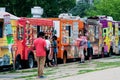 Washington DC, USA - June 9, 2019:Food trucks and people on the National Mall Royalty Free Stock Photo