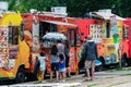 Washington DC, USA - June 9, 2019: Food trucks and people on the National Mall Royalty Free Stock Photo