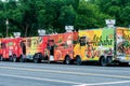 Washington DC, USA - June 9, 2019: Food trucks and people on the National Mall Royalty Free Stock Photo