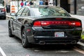 Washington DC, USA - June 9, 2019: luxury American car parked at the edge of the street. View from back - image