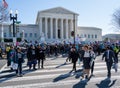 Protesters Cross Street in Front of Supreme Court Royalty Free Stock Photo