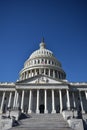 Looking Up at the U.S. Capitol Building from the Stairs on the East Side on a Bright, Clear Day in Autumn Royalty Free Stock Photo