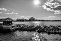 Washington DC, USA. Panoramic view of Thomas Jefferson Memorial, close-up in black and white.