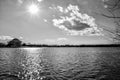 Washington DC, USA. Panoramic view of Thomas Jefferson Memorial, close-up in black and white. Royalty Free Stock Photo