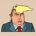 Caricature of Greenland and Donald Trump. US President with Danish Island Hairstyle