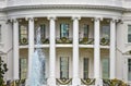 Washington DC, USA. White House detail with fountain and columns background. Royalty Free Stock Photo