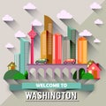 Washington - Flat design city vector illustration