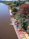 Washington, Georgetown, colorful canoes on Potomac river Royalty Free Stock Photo