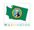 Washington Logo. Map of Washington with us state. Royalty Free Stock Photo