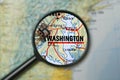 Washington magnified on a map