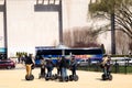 Washington Mall with tourists during the cherry blossom festival on segways