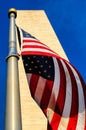 Washington Monument and American Flag Royalty Free Stock Photo