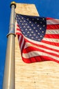 Washington Monument and American Flag Royalty Free Stock Photo