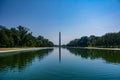 The Washington Monument as seen from the Lincoln Memorial at the national Mall in Washington DC