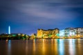 The Washington Monument and buildings along the waterfront at ni