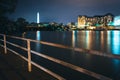The Washington Monument and buildings along the waterfront at ni Royalty Free Stock Photo