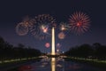 the Washington Monument with fireworks Royalty Free Stock Photo