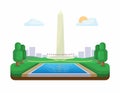 Washington monument landmark illustration in flat design vector Royalty Free Stock Photo
