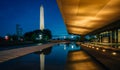 The Washington Monument and National Museum of African American History and Culture at night, in Washington, DC Royalty Free Stock Photo