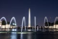 Washington Monument at Night with Fountains Royalty Free Stock Photo