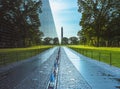 View of Washington Monument from Vietnam Memorial Park in Washington DC. Royalty Free Stock Photo