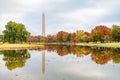 Washington Monument Reflected in Autumn Pond on the National Mall Royalty Free Stock Photo