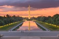 Washington Monument on the Reflecting Pool in Washington, D.C Royalty Free Stock Photo